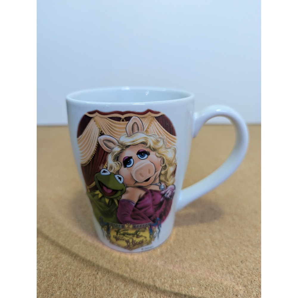 Disney Store Muppets Kermit and Miss Piggy Coffee Mug White Ceramic Cup 4in - Picture 2 of 7